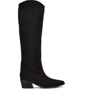 NINE WEST Women's Size 7 Black Faux Suede Nonita Pointed Toe Knee High Boots